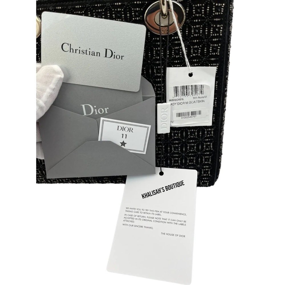 BNIB! Ultra Rare!!! AUTHENTIC CHRISTIAN DIOR MEDIUM LADY DIOR BAG - BLACK Beaded - Picture 11 of 17